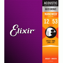 Elixir 11052 NANOWEB Bronze 12-53 Light