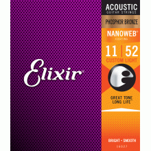 Elixir 16027 NANOWEB Phosphor Bronze 11-52 Custom Light