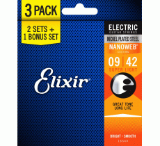 Elixir 16540 NANOWEB 9-42 Super Light Bonus pack (3 комплекта)