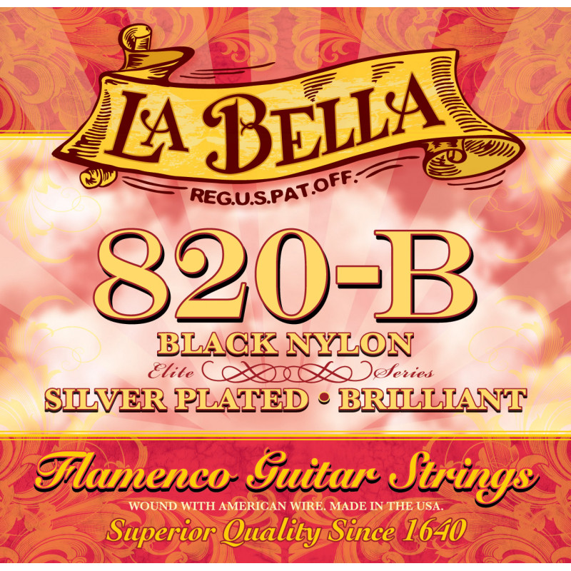 La Bella 820-B Elite Flamenco Black Nylon, Silver Plated Medium Tension La Bella 820-B Elite Flamenco Black Nylon, Silver Plated Medium Tension