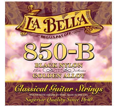 La Bella 850-B Elite Black Nylon, Golden Alloy Medium Tension