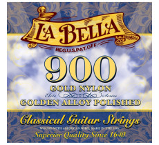La Bella 900 Elite Gold Nylon, Polished Golden Alloy Medium Tension