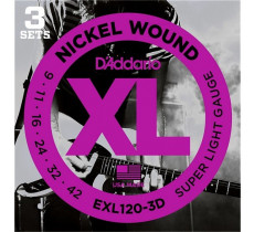 DAddario EXL120-3D XL 9-42 Super Light (3-pack)