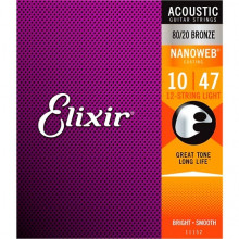 Elixir 11152 NANOWEB 80/20 Bronze 10-47 12-string Light