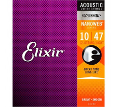 Elixir 11152 NANOWEB 80/20 Bronze 10-47 12-string Light