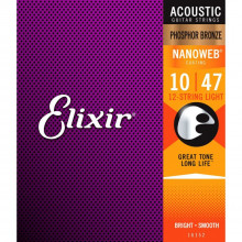 Elixir 16152 NANOWEB Phosphor Bronze 10-47 12-string Light