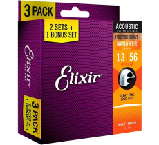 Elixir 16546 NANOWEB Phosphor Bronze 13-56 Medium Bonus pack (3 pack)